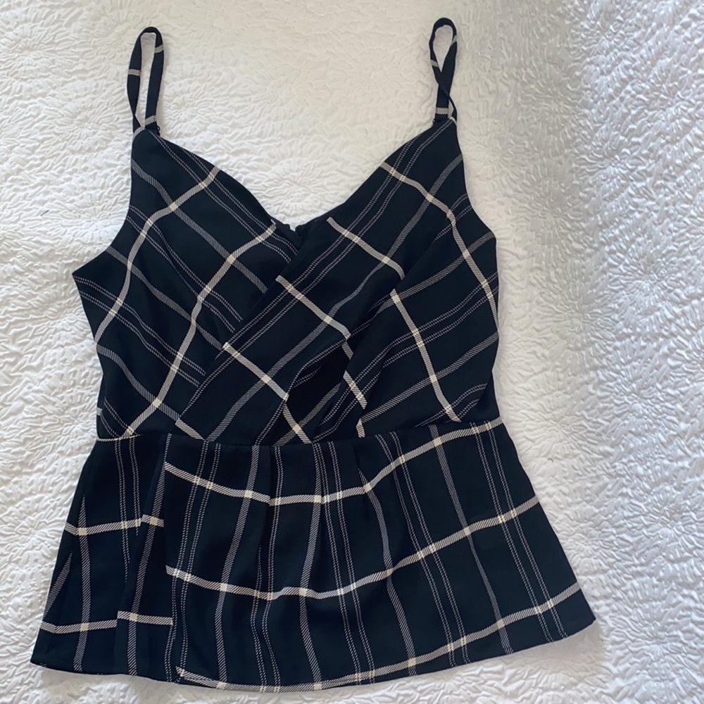 Cabi Check Crossover Cami Peplum Top - image 3